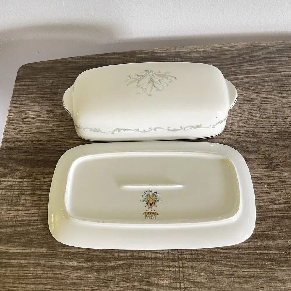 Vtg Noritake China Covered Butter Dish Chaumont Design Pattern 6008 Made Japan